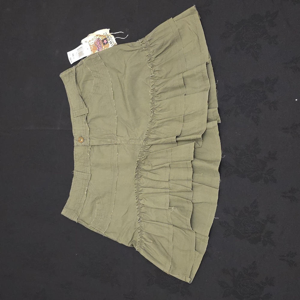 Star Jeans Olive Green Ruffled Mini Skirt